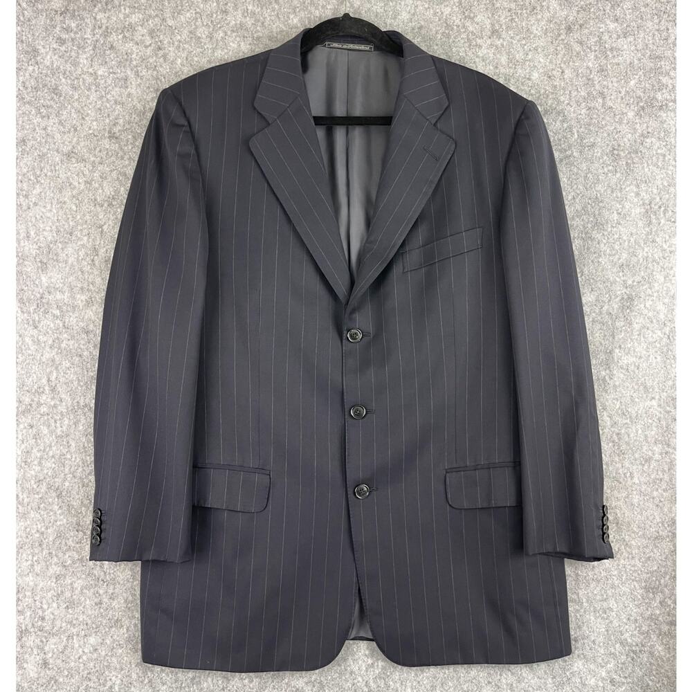 VTG Ermenegildo Zegna Blazer Mens IT 52R US 42R Blue Stripe Wool 3 Button Neiman